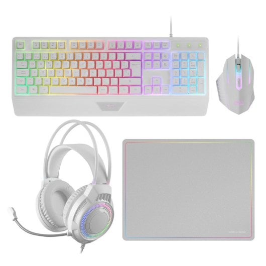 TECLADO RGB USB +RATON USB+ALF.+AURICULARES MARS GAMING MCP124PRO BLANCO