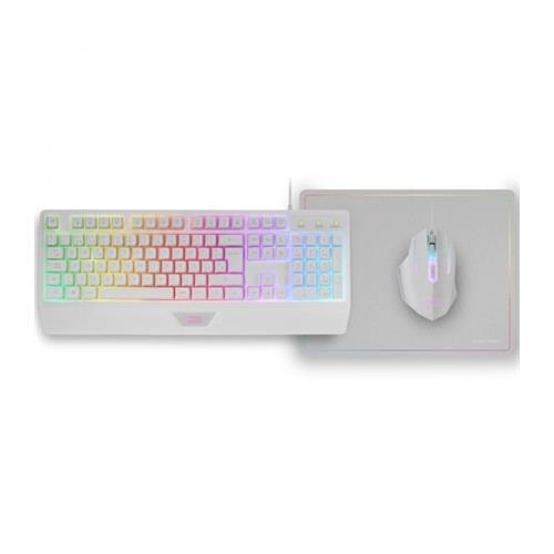 TECLADO RGB USB + RATON 3200DPI RGB USB + ALF. MARS GAMING MCP124 BLANCO